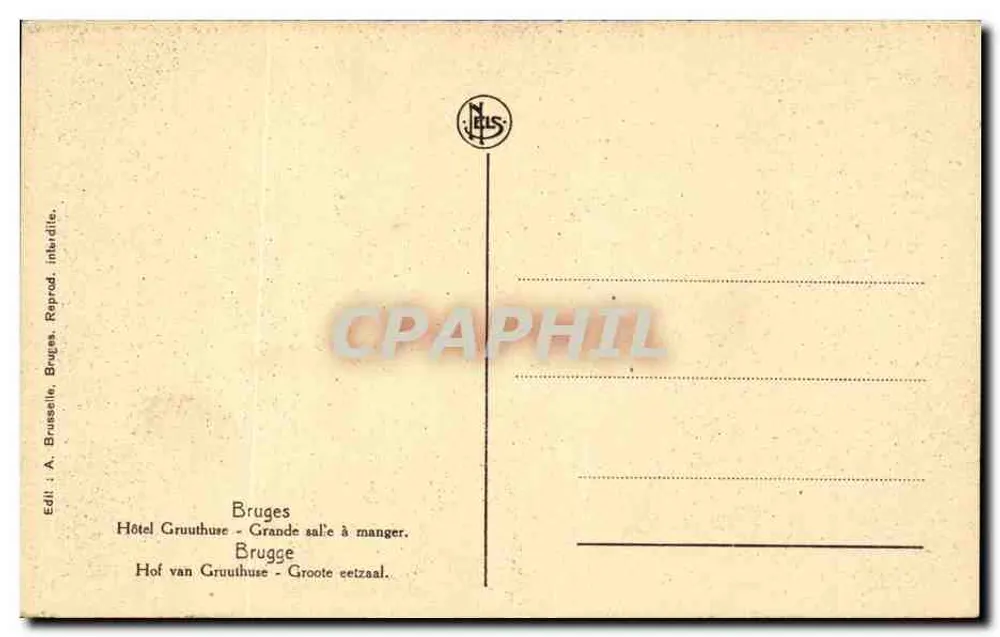 Hof van Gruuthuse — Große Speisehalle — Verlag Neels, Brügge - Rückseite