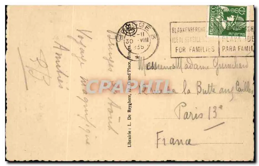 Bruges - Nouvelle Poste et Monument Breydel et de Coninck — Librairie L. De Reyghere - Verso