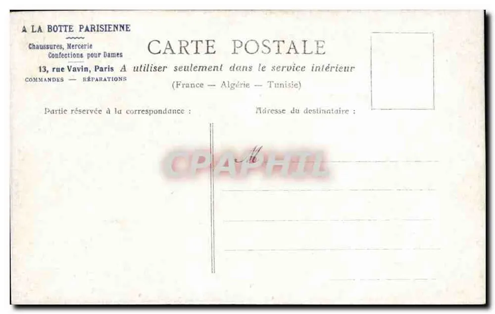 Cascada en un entorno boscoso — editor A LA BOTTE PARISIENNE, 13 rue Vavin, París - Reverso