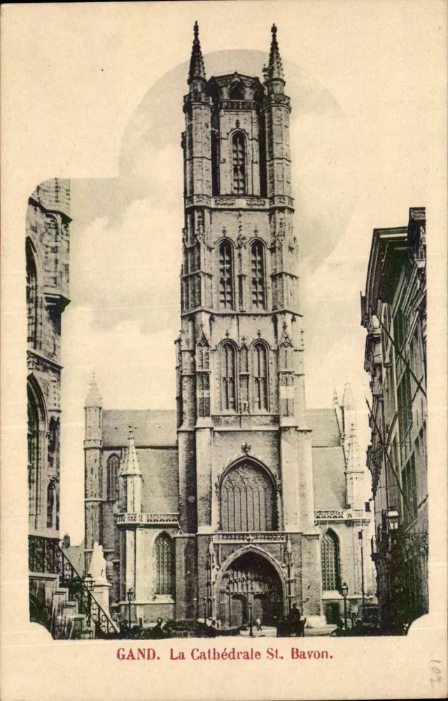 Gand. A Catedral de São Bavon. - Frente