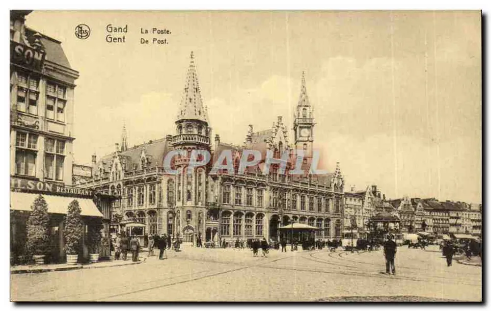 Gand — A Postagem — vista da praça do Mercado — editor Nels, série 3, n° 20 - Frente