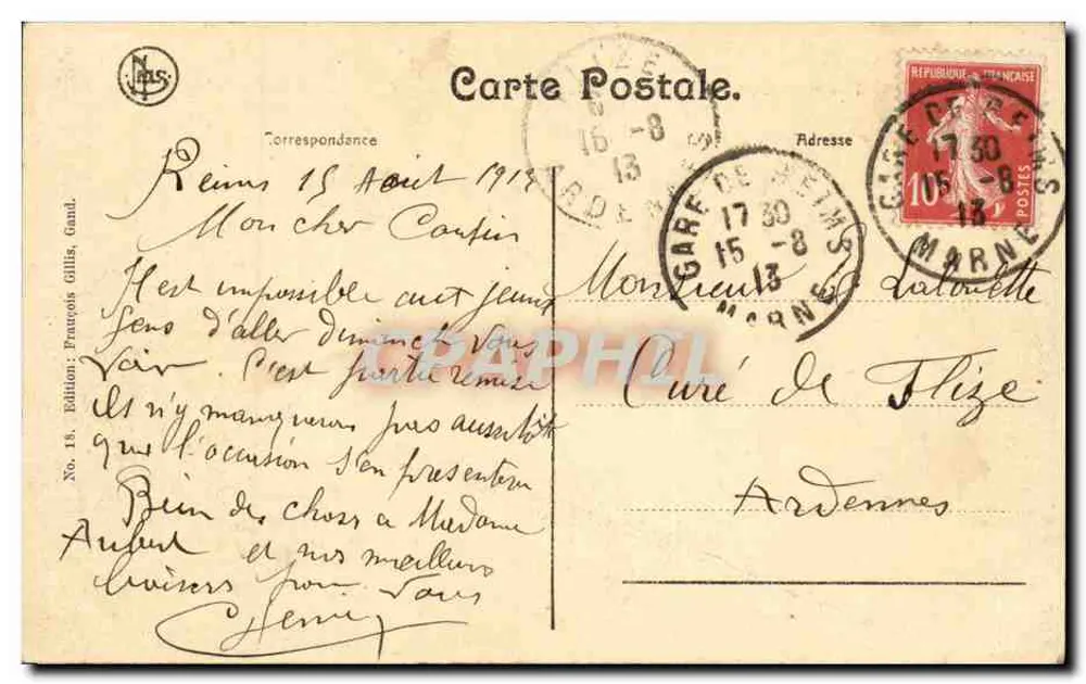 Gent. 's-Gravensteen visto do pequeno Gewad. — Edição François Gillis, n°18. - Verso