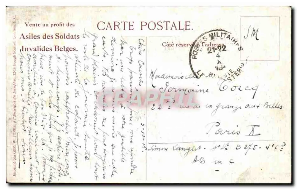 यप्रेस — युद्ध के बाद शहर का दृश्य — ए. बास्टिएन, 1915 - पीछे
