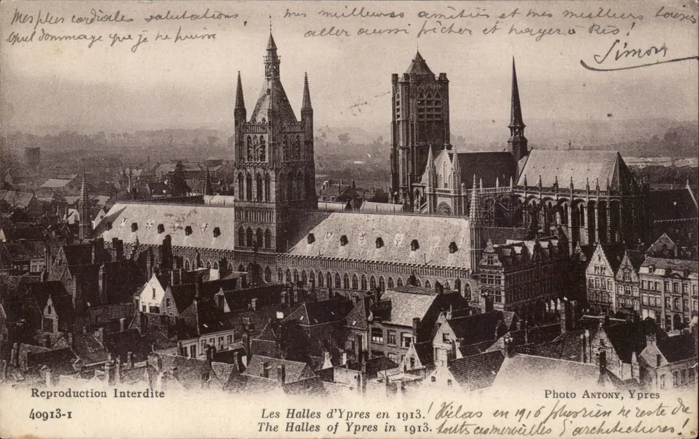 Die Halles von Ypres 1913 — Foto Antony, Ypres — Nr. 40913-I - Vorderseite