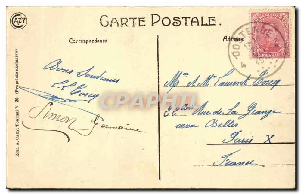 Tournai. Die Chaire de Vérité der Kathedrale — Édit. A. Cazy N° 30 - Rückseite