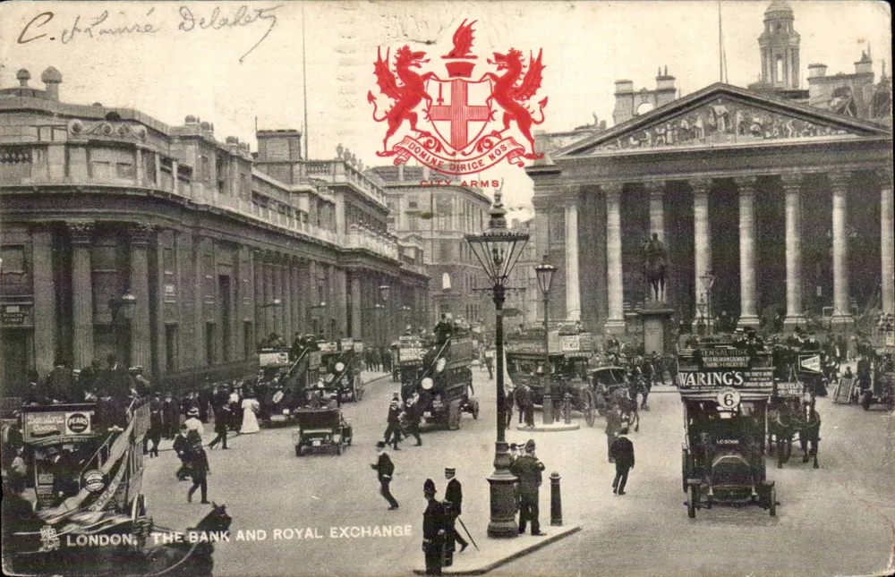 London, Die Bank und der Royal Exchange — Tuck's Post Card Series 2174 - Vorderseite