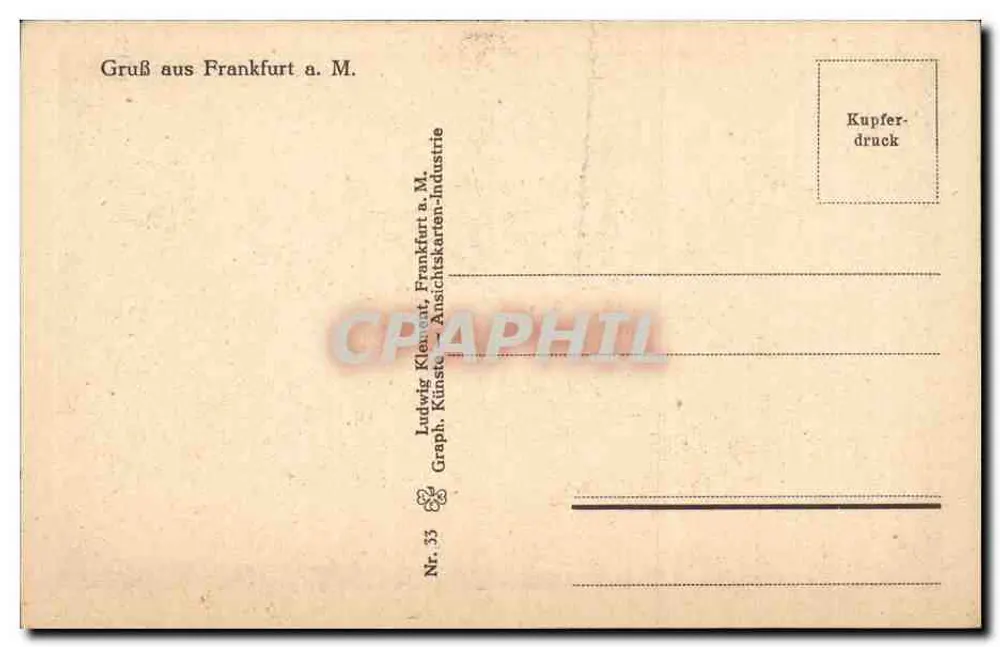 Frankfurt a.M. - Irn Tuchgaden — Ludwig Klement, Graph. Künste-Industrie, Nr. 33 - Verso
