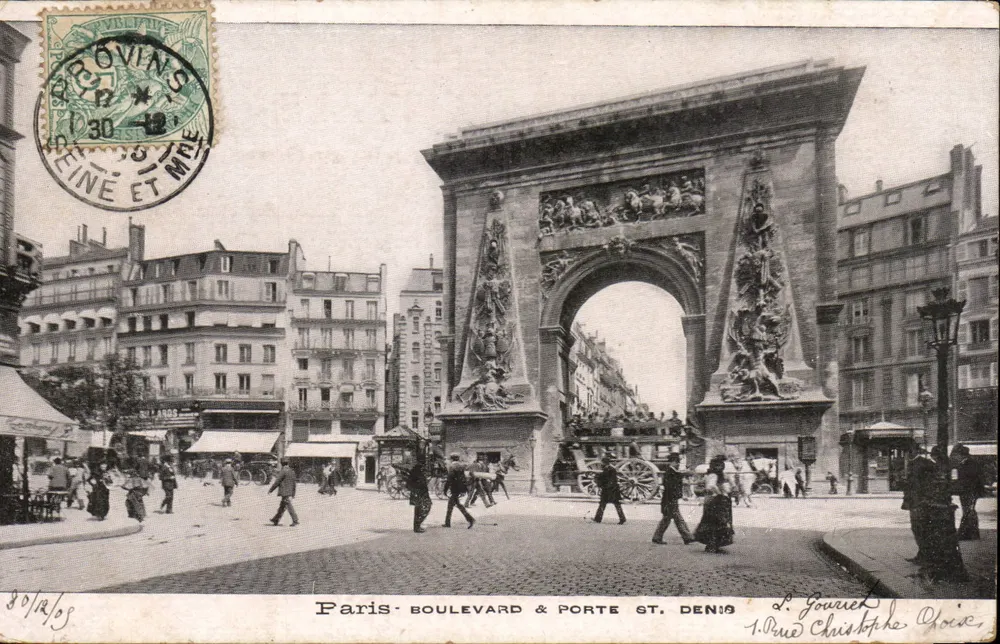 Paris - Boulevard & Porta Saint-Denis — L. Gourret, 1 Rue Christine, Paris - Frente