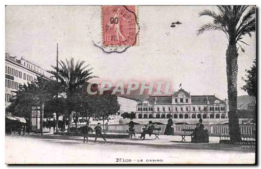 Nice - O CASINO — vista do edifício e da praça, editor Stacherck & Cie, Paris - Frente