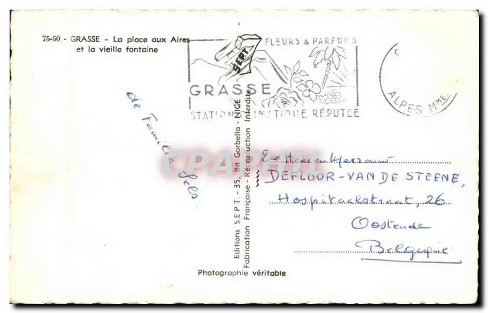 Grasse - Die Place aux Aires und die alte Fontäne — Editions S.E.P.T. - NICE - Rückseite