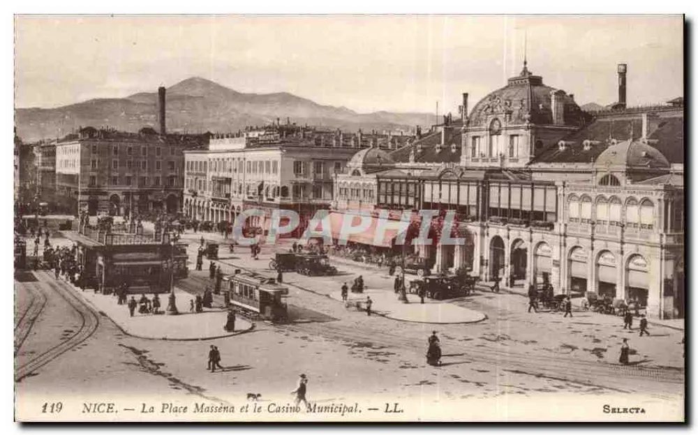 Nice — La Place Masséna und der Casino Municipal — Selecta, Nr. 119 - Vorderseite