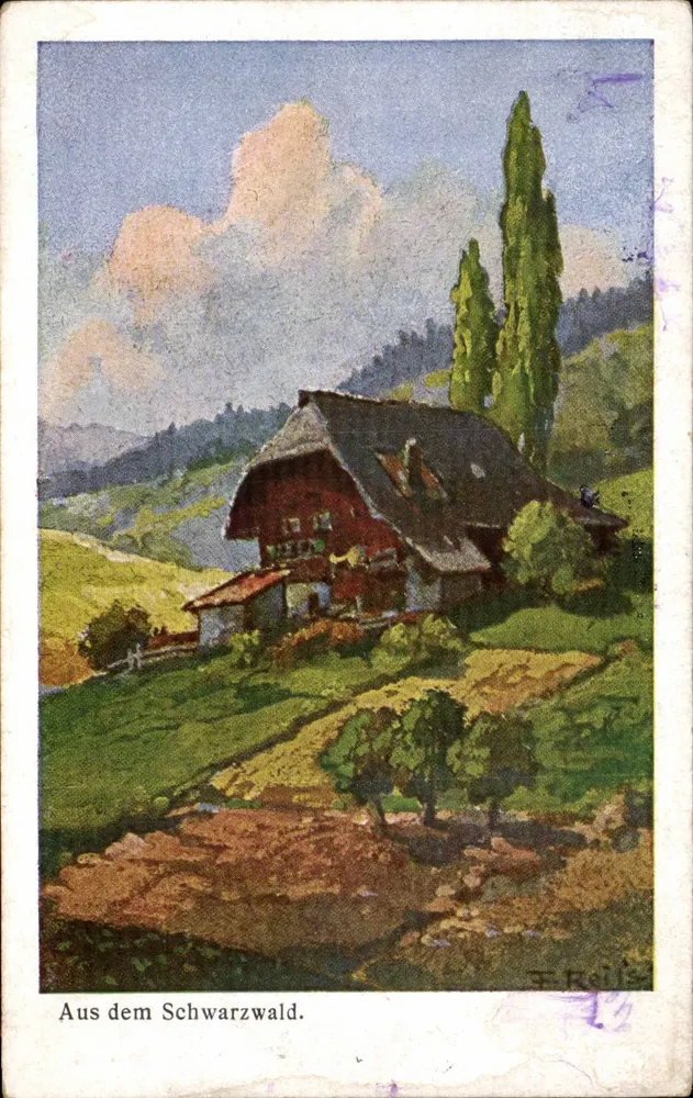 Vue do Schwarzwald — casa de madeira vermelha — editor FRITZ REISS, n° 1 - Frente