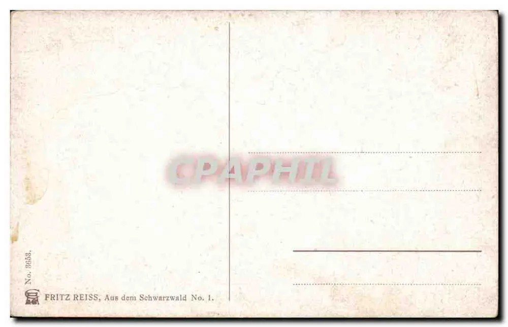 Vue do Schwarzwald — casa de madeira vermelha — editor FRITZ REISS, n° 1 - Verso