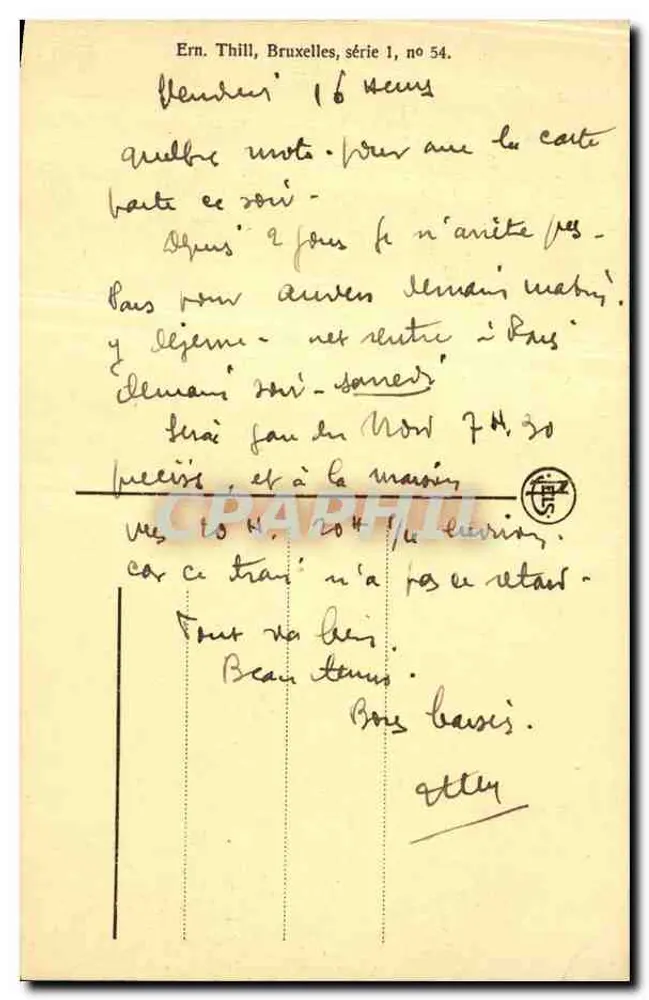 Brüssel — Kirche und Straße Sainte-Gudule — Verlag Ern. Thill, Serie 1, Nr. 54 - Rückseite