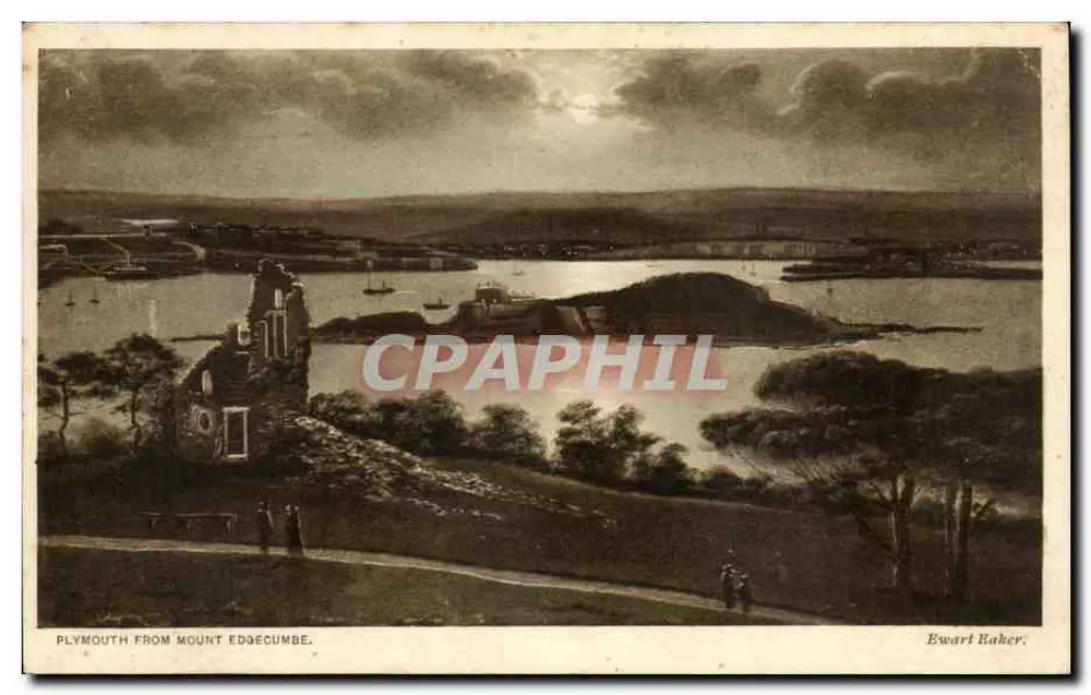 Plymouth von Mount Edgecumbe — Panoramablick — Ewart Baker - Vorderseite