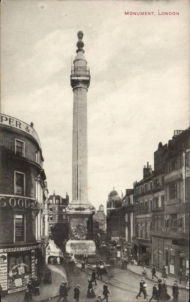 Monumento, Londres — vista do monumento e das ruas circundantes — Wilbro Bros, série Wilbro' - Frente