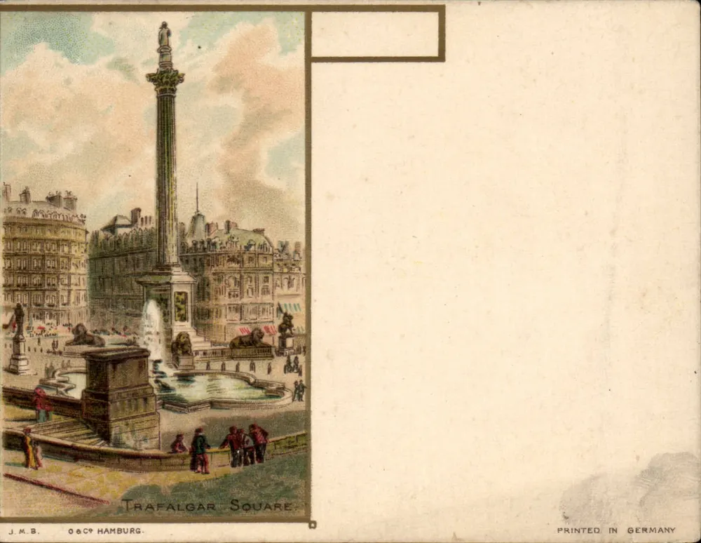Trafalgar Square — Nelsonsäule, Fontäne, Löwen — J.M.B. & O&Co Hamburg - Vorderseite