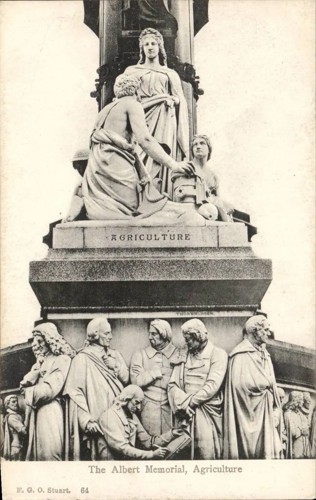 Der Albert-Gedächtnis, Landwirtschaft — Skulptur von Thorvaldsen — Verlag F. G. O. Stuart, Nr. 64 - Vorderseite