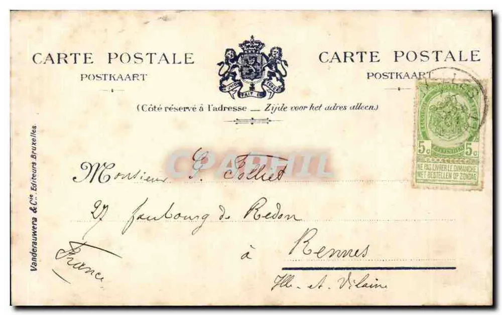 Pałac S.A.R. Graf Floransa — Front pałacu — Przedruk zabroniony. V & C° - Rewers