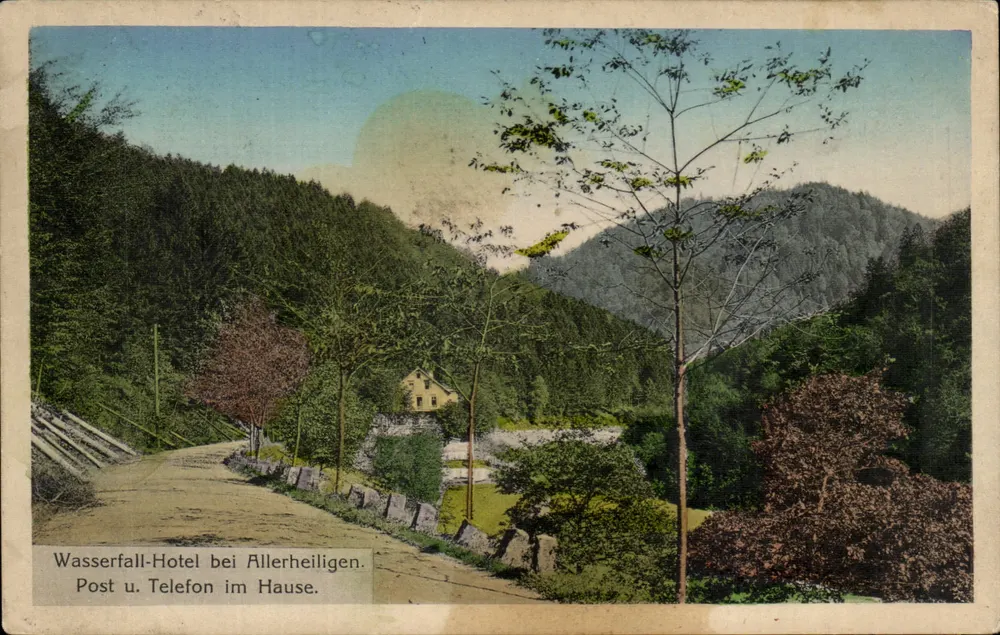 Wasserfall-Hotel bei Allerheiligen — Post u. Telefon im Hause. - Recto