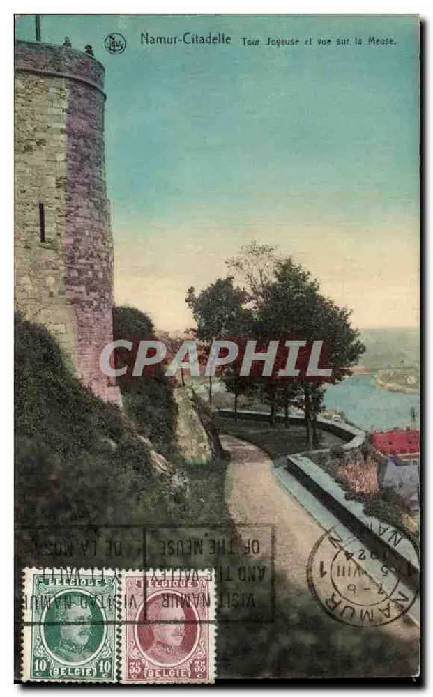Namur Citadel — Blick auf die Freudenturm und Aussicht auf die Maas — Verlag Erni, Thilli, Brüssel, Serie 16, Nr. 47 - Vorderseite