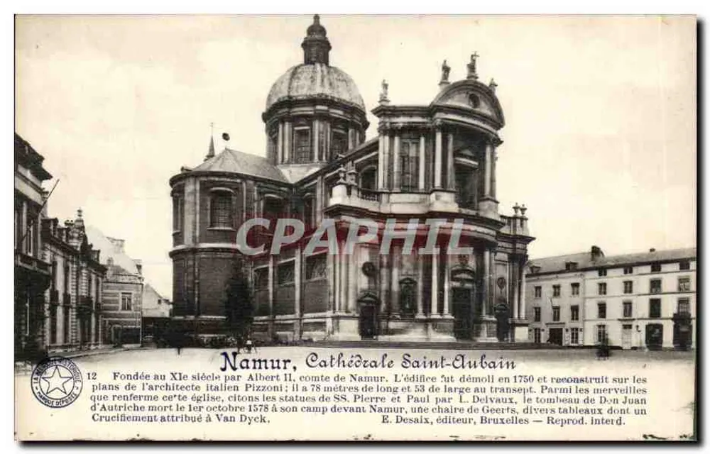 Namur, Catedral de São Aubain — Editor E. Desaix, Bruxelas — N° 12 - Frente