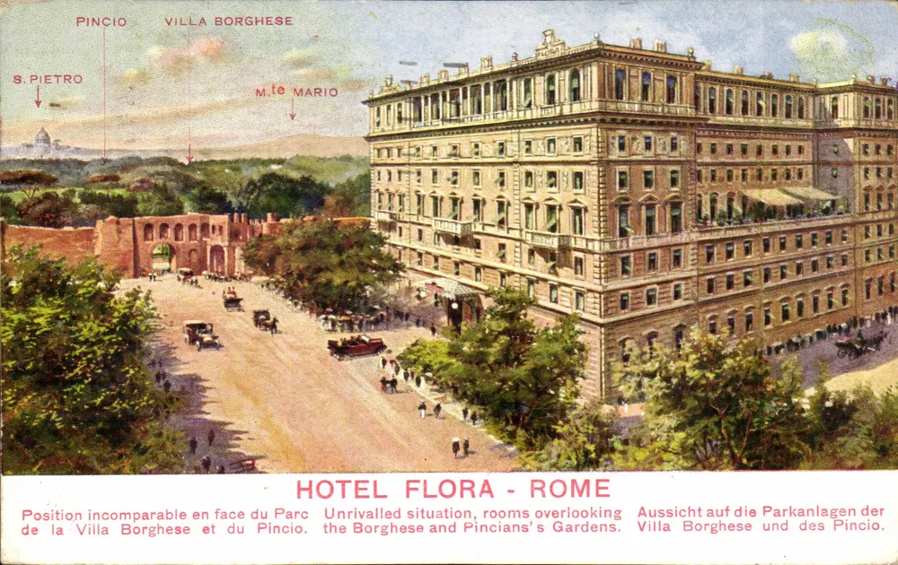 Hotel Flora - Rom — Panoramablick auf die Villa Borghese und den Pincio - Vorderseite