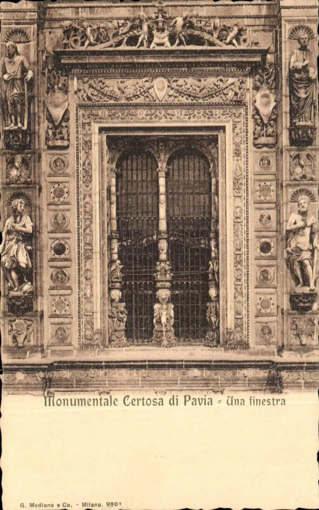 Certosa di Pavia — eine monumentale Fenster — G. Modiano e Co., Milano 9801 - Vorderseite