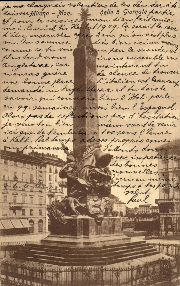 Piazza del Popolo in Rom — Reitersstatue — Cartolina Postale - Vorderseite