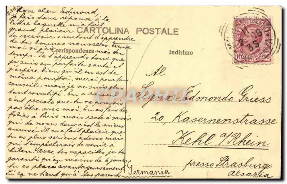 Piazza del Popolo in Rom — Reitersstatue — Cartolina Postale - Rückseite
