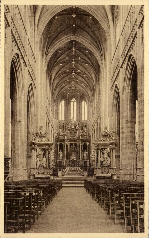 St. Hubert — Innenansicht der Basilika — Kirchenschiff 16. Jahrhundert — Gotischer Stil — Verlag Thill, Brüssel - Vorderseite