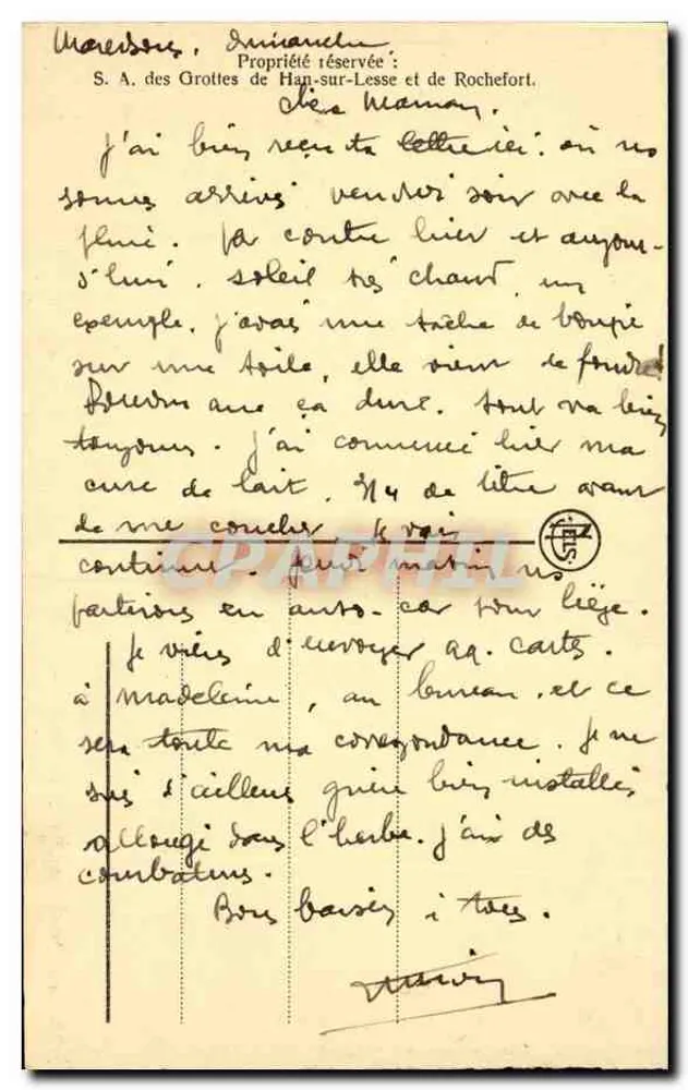 Han-Höhlen — Die Mamelon-Halle — Verlag: S.A. des Grottes de Han-sur-Lesse et de Rochefort - Rückseite