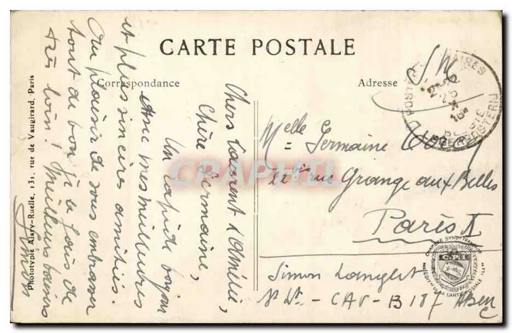 Ansicht der Yser an der Dixmude-Brücke — Der Krieg 1914-16 — L.C.H. Paris n°323 - Rückseite