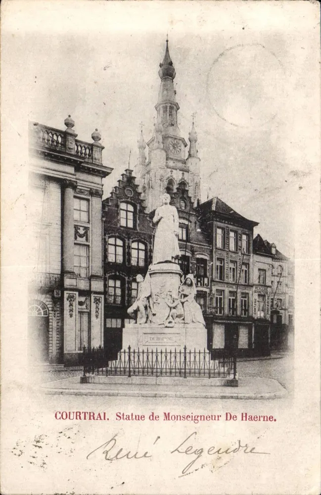 Courtrai. Statue des Herrn De Haerne — Verlag De Haponge, Seriennummer nicht sichtbar - Vorderseite