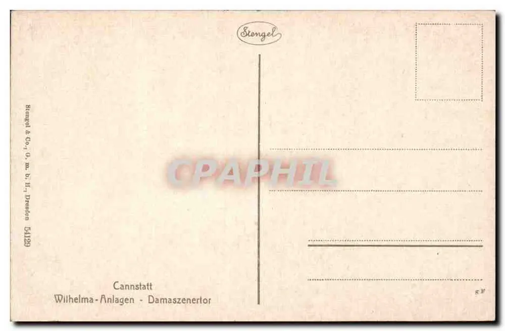 Cannstatt - Wilhelma-Anlagen - Damaszenertor — Stiengel & Co., Dresden - Rückseite