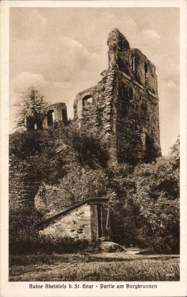 Ruinen von Rheinfels bei St. Goar — Teil des Schlossbrunnens — Verlag Langer, St. Goarshausen - Vorderseite