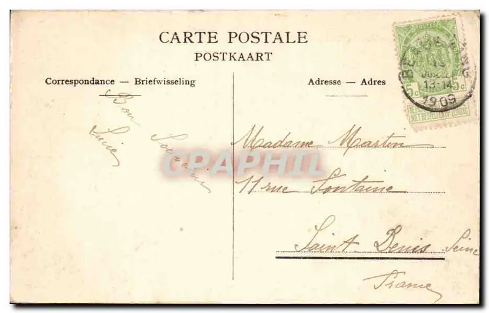 Dinant — Visão do Rocher Bayard — G. Hermans, editor, Anvers - Verso