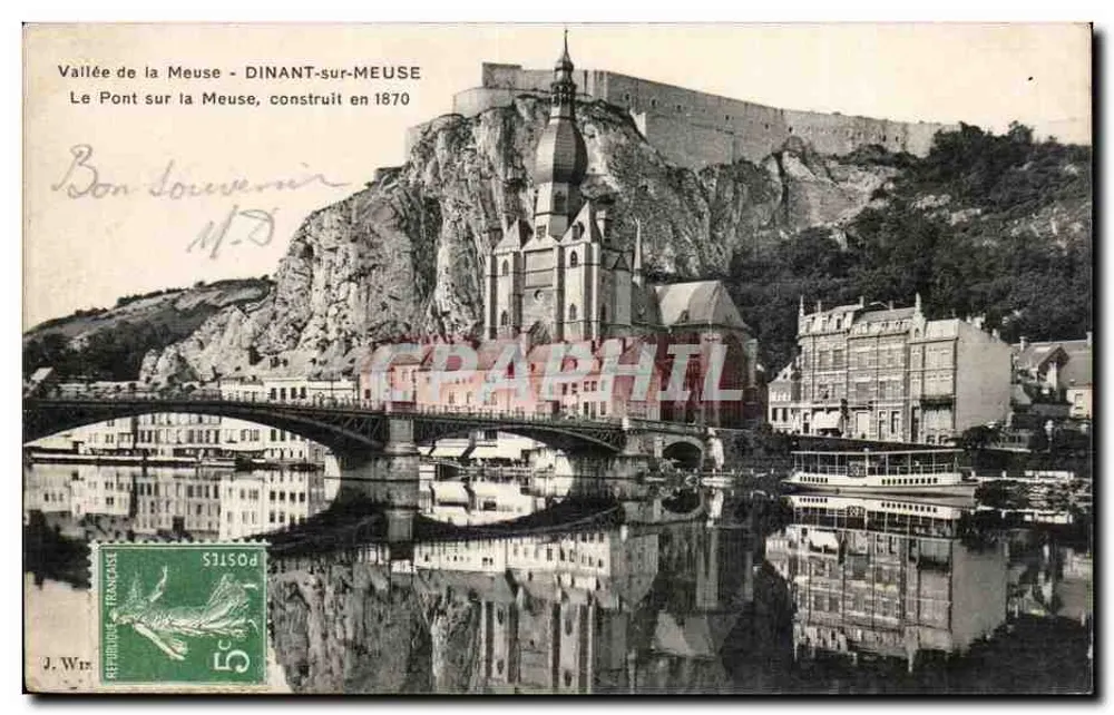 Tal der Maas - DINANT-sur-MEUSE — Die Brücke über die Maas, errichtet 1870 — J. Wix - Vorderseite
