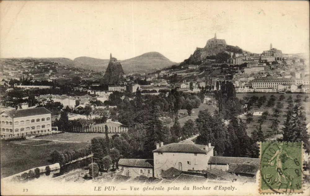 Le Puy — Allgemeiner Blick vom Rocher d'Espaly — Verlag D'AMOT-SEURDEN ET CIE, n°12 - Vorderseite