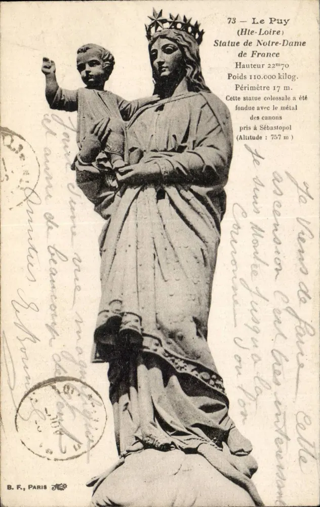 Le Puy (Hte-Loire) — Statue der Notre-Dame de France — B. F., Paris - Vorderseite