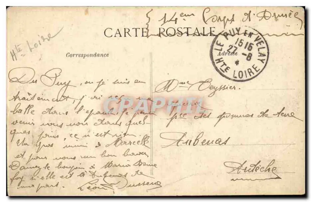 LE PUY — A Vale do Montell — Editor anônimo, n° 4164 - Verso