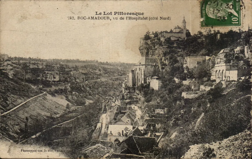 Rocamadour — vue du village sur le Lot (côté Nord) — Phototypie des D. eks, Tarn - Vorderseite
