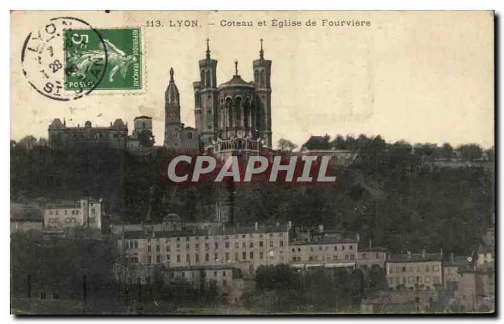 LYON — Coteau e Igreja de Fourvière — Editor desconhecido, n° 113 - Frente