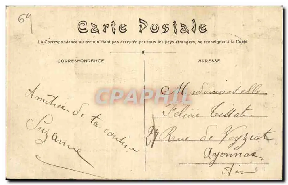 LYON — Coteau e Igreja de Fourvière — Editor desconhecido, n° 113 - Verso