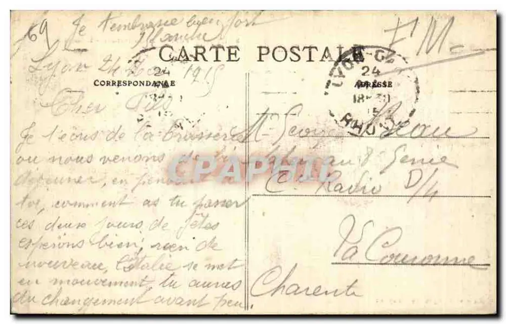 LYON – Brücke Guillotière – Das Hôtel-Dieu — Verlag Carrier, angemeldetes Modell - Rückseite