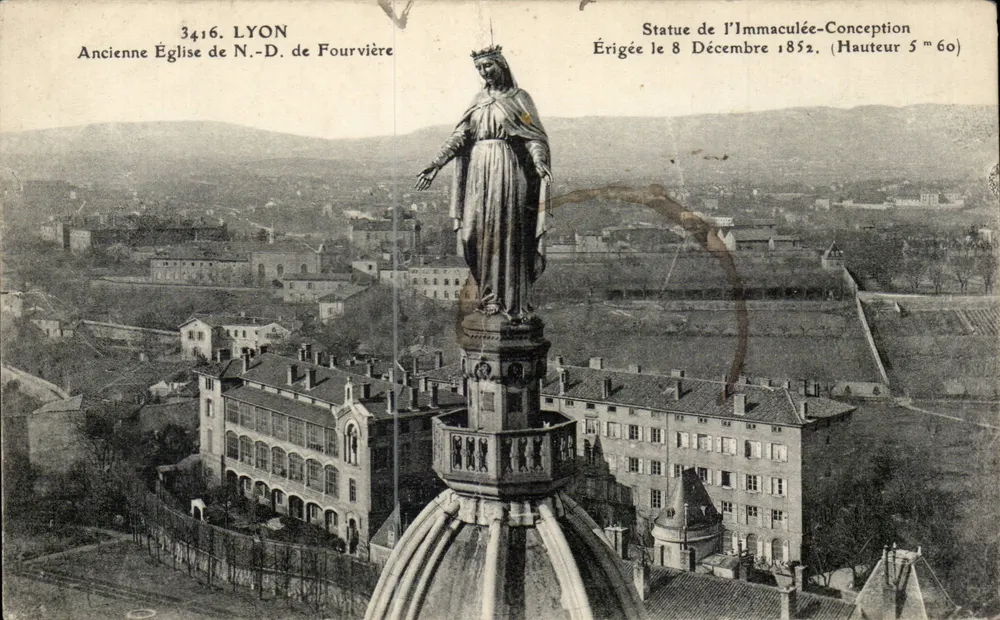 Estátua da Imaculada Conceição em Lyon — Antiga Igreja de Nossa Senhora de Fourvière — Editor anônimo, n° 3416 - Frente