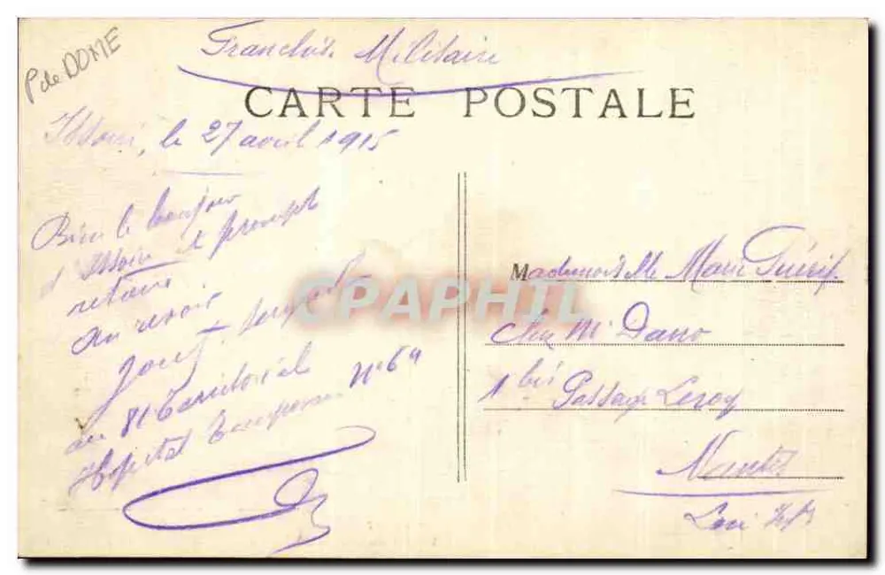 Ansichten der Höhlen — Umgebung von Saint-Nectaire — Lauvergne Pitta — n°314 - Rückseite