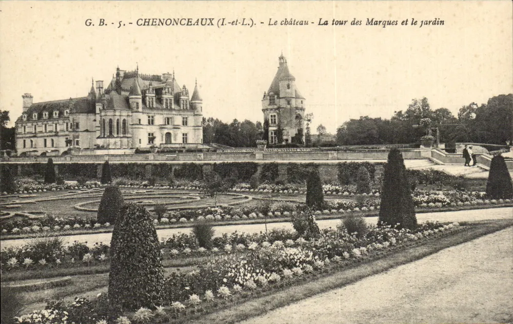 Chenonceaux (Indre-et-Loire) — Schloss, Turm der Marques und der Garten — G.B. - 5 - Vorderseite