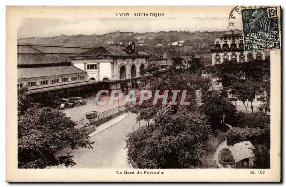 A Estação de Perrache — Lyon — Editor M. 109 - Frente