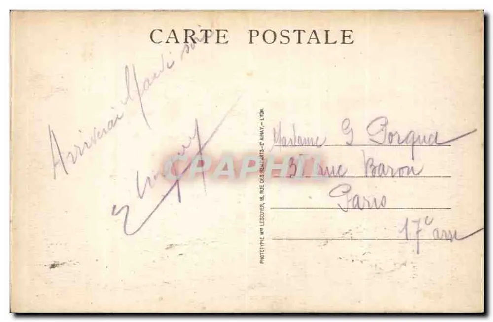 A Estação de Perrache — Lyon — Editor M. 109 - Verso